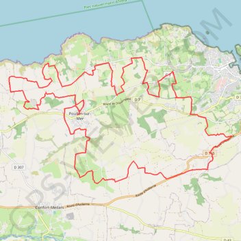 Itinéraire Parcours poullan sur mer, distance, dénivelé, altitude, carte, profil, trace GPS