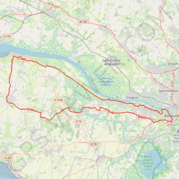 Itinéraire Rouans - Saint Père en Retz - Paimboeuf - Canal Martinière - Port Lavigne, distance, dénivelé, altitude, carte, profil, trace GPS