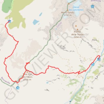 Itinéraire TMB refuge la Balme à refuge des Mottets, distance, dénivelé, altitude, carte, profil, trace GPS