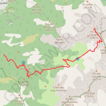 Itinéraire Le Randé Canigou, distance, dénivelé, altitude, carte, profil, trace GPS