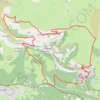 Itinéraire Salles-la-Source - Pont-les-Bains, distance, dénivelé, altitude, carte, profil, trace GPS