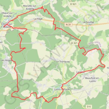Itinéraire Rando en foret de Lyons, distance, dénivelé, altitude, carte, profil, trace GPS