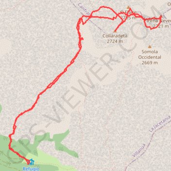 Itinéraire Collaradeta - El Fraile - Peña Nevera, distance, dénivelé, altitude, carte, profil, trace GPS