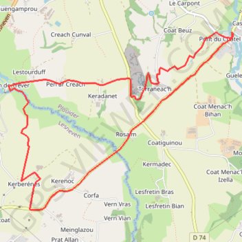 Itinéraire Pont-du-Châtel, distance, dénivelé, altitude, carte, profil, trace GPS