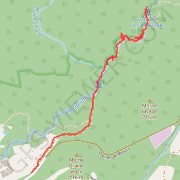 Itinéraire Cascades du Bassin Bleu et de la Parabole, distance, dénivelé, altitude, carte, profil, trace GPS