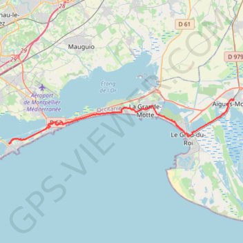 Itinéraire 22: ViaRhôna de Aigues-Mortes à Palavas-les-Flots, distance, dénivelé, altitude, carte, profil, trace GPS