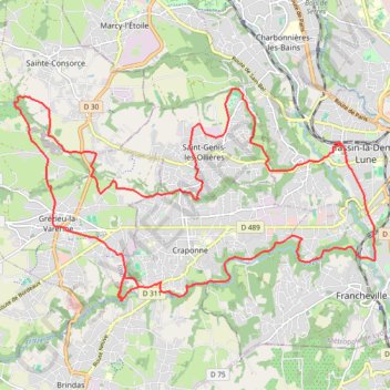 Itinéraire Les ruisseaux cachés de Tassin, distance, dénivelé, altitude, carte, profil, trace GPS