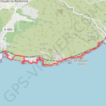 Itinéraire Sentier du Littoral - Côte Bleue - Niolon - La Redonne, distance, dénivelé, altitude, carte, profil, trace GPS