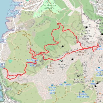 Itinéraire Le Sommet de Béouveyre depuis la Calanque des Trous, distance, dénivelé, altitude, carte, profil, trace GPS