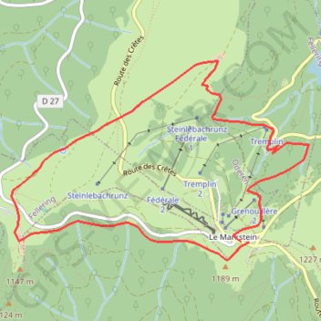 Itinéraire Circuit des auberges - raquettes à neige au Markstein, distance, dénivelé, altitude, carte, profil, trace GPS