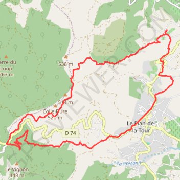 Itinéraire Plan de la Tour, distance, dénivelé, altitude, carte, profil, trace GPS