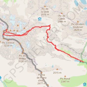 Itinéraire Le Vignemale avec bivouac, distance, dénivelé, altitude, carte, profil, trace GPS