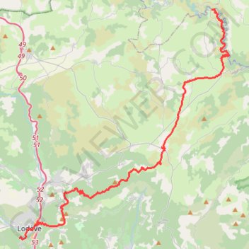 Itinéraire GR07 Navacelle Lodeve, distance, dénivelé, altitude, carte, profil, trace GPS