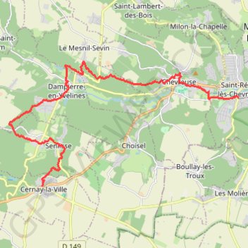 Itinéraire De Cernay-la-Ville à Saint-Rémy-lès-Chevreuse, distance, dénivelé, altitude, carte, profil, trace GPS