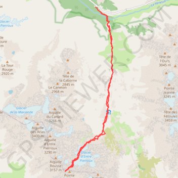 Itinéraire Pointe Maximin Couloir NE (Ecrins), distance, dénivelé, altitude, carte, profil, trace GPS
