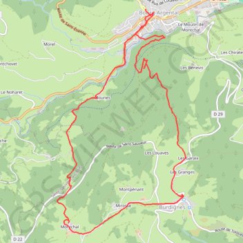 Itinéraire Bourg Argental Burdignes, distance, dénivelé, altitude, carte, profil, trace GPS