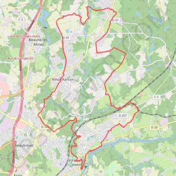 Itinéraire Rando Rilhac Rancon, distance, dénivelé, altitude, carte, profil, trace GPS