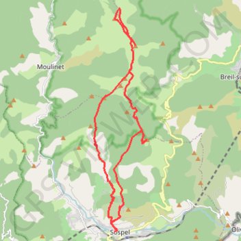 Itinéraire Mangiabo par Cime du Ters, Pointe de Ventabren, Cime de la Gonella, Mont Gros depuis Sospel, distance, dénivelé, altitude, carte, profil, trace GPS