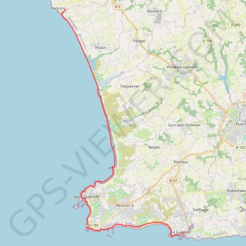 Itinéraire Penhors - Guilvinec, distance, dénivelé, altitude, carte, profil, trace GPS