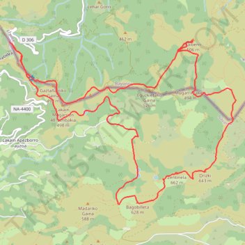 Itinéraire Saiberri et Zentinela en circuit depuis le col de Lizarrieta, distance, dénivelé, altitude, carte, profil, trace GPS
