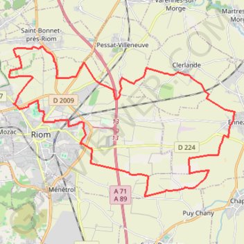 Itinéraire Entre Riom et Ennezat, distance, dénivelé, altitude, carte, profil, trace GPS