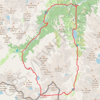 Itinéraire Vallée de gaube et du marcadau, distance, dénivelé, altitude, carte, profil, trace GPS