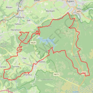 Itinéraire VTT 55km Jalhay 2024, distance, dénivelé, altitude, carte, profil, trace GPS