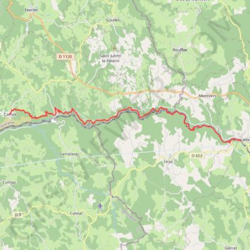 Itinéraire Via Arverna - Chemin de Compostelle - Étape 14 - Laroquebrou - Camps-Saint-Mathurin, distance, dénivelé, altitude, carte, profil, trace GPS