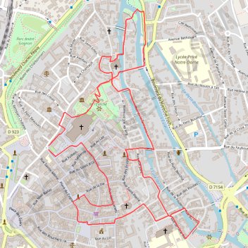 Itinéraire Autour de la cathédrale, distance, dénivelé, altitude, carte, profil, trace GPS