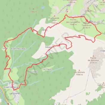 Itinéraire Roc de Tavaneuse, distance, dénivelé, altitude, carte, profil, trace GPS
