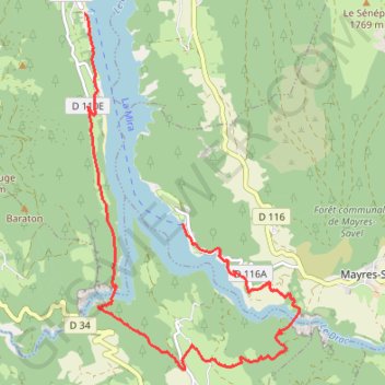 Itinéraire Tour des Passerelles du Monteynard, distance, dénivelé, altitude, carte, profil, trace GPS