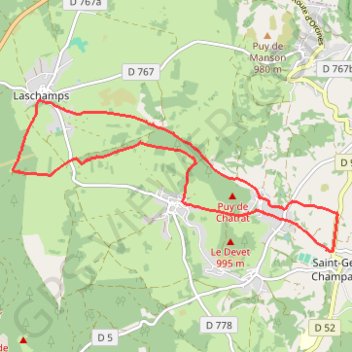 Itinéraire Autour de Chatrat, distance, dénivelé, altitude, carte, profil, trace GPS