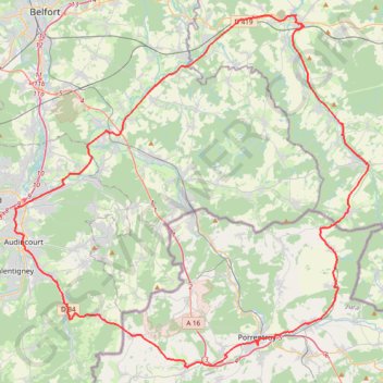 Itinéraire Suisse et Gaule, de Porrentruy à Dannemarie, distance, dénivelé, altitude, carte, profil, trace GPS