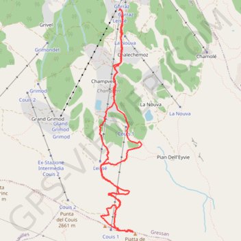 Itinéraire Piatta di Grevon, distance, dénivelé, altitude, carte, profil, trace GPS