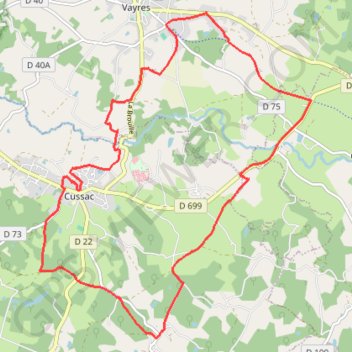 Itinéraire Cussac Sentier La Voie romaine, distance, dénivelé, altitude, carte, profil, trace GPS