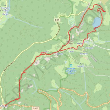 Itinéraire Col de La Schlucht - Le Tanet - Lac Vert, distance, dénivelé, altitude, carte, profil, trace GPS