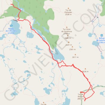 Itinéraire J2 Tuc de Ratera depuis Colomers (bivouac au Lac Long), distance, dénivelé, altitude, carte, profil, trace GPS