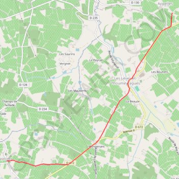 Itinéraire Compostelle - Voie de Vézelay en Gironde - Appelles - Caplong (Variante Chassain), distance, dénivelé, altitude, carte, profil, trace GPS