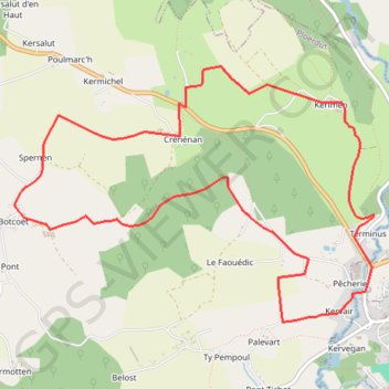 Itinéraire Cirkwi-Ploërdut_-_Circuit_de_Crénénan, distance, dénivelé, altitude, carte, profil, trace GPS