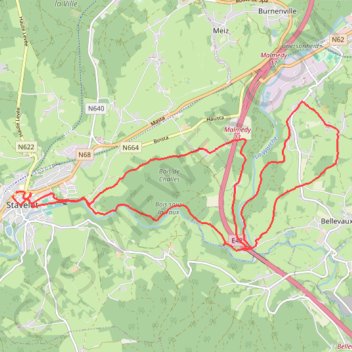 Itinéraire Stavelot 20 km Adeps, distance, dénivelé, altitude, carte, profil, trace GPS