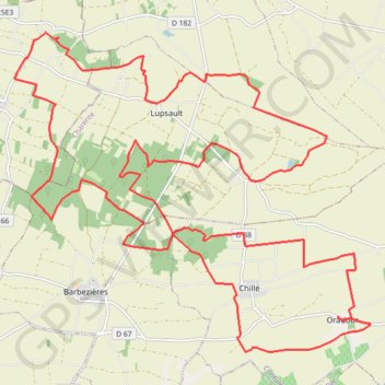 Itinéraire Oradour près Aigre, distance, dénivelé, altitude, carte, profil, trace GPS