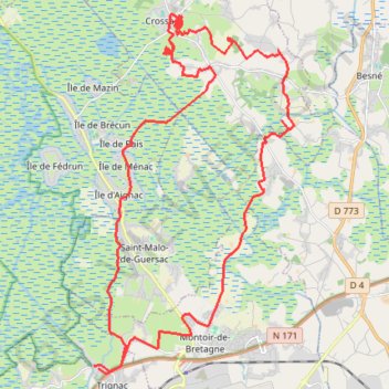 Itinéraire Saint-Nazaire, distance, dénivelé, altitude, carte, profil, trace GPS