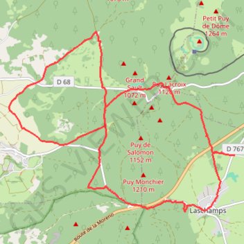 Itinéraire Col de Ceyssat Col de la Moréno, distance, dénivelé, altitude, carte, profil, trace GPS
