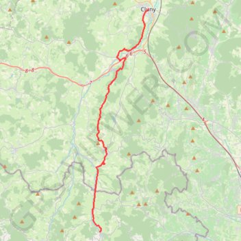 Itinéraire Cluny - Ouroux, distance, dénivelé, altitude, carte, profil, trace GPS