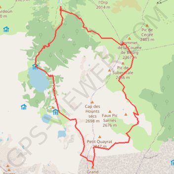 Itinéraire Grand Quayrat par l'arête NO, distance, dénivelé, altitude, carte, profil, trace GPS