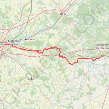 Itinéraire GR41 De Tours (Indre-et-Loire) à Villefranche-sur-Cher (Loire-et-Cher), distance, dénivelé, altitude, carte, profil, trace GPS