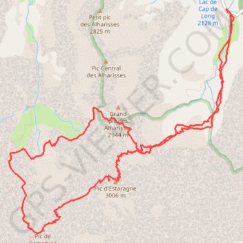 Itinéraire Estaragne Campbiel col d'Estaragne, distance, dénivelé, altitude, carte, profil, trace GPS