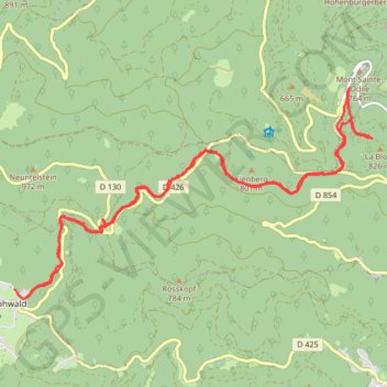 Itinéraire Hohwald-Mont Saint Odile, distance, dénivelé, altitude, carte, profil, trace GPS