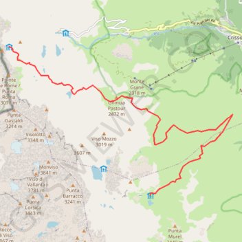 Itinéraire viso 3 Giacoletti Alpetto, distance, dénivelé, altitude, carte, profil, trace GPS