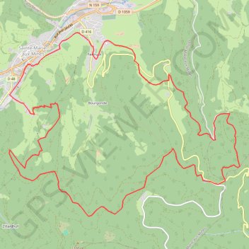 Itinéraire Sainte Marie aux Mines - Col Ribauville, distance, dénivelé, altitude, carte, profil, trace GPS